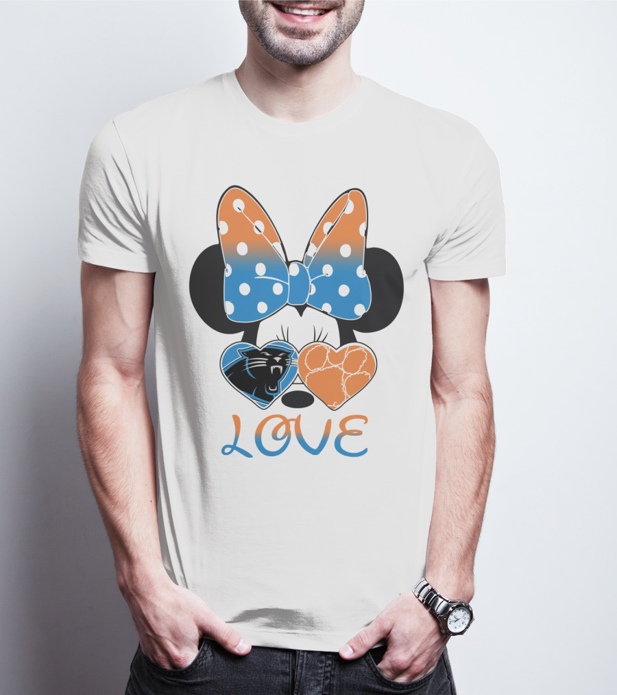 Minnie Mouse Bow Love Panthers Clemson Mix T-Shirt