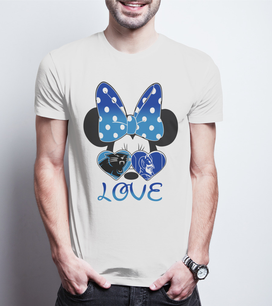 Love Carolina Panthers Duke Blue Devils Disney Bow T-Shirt