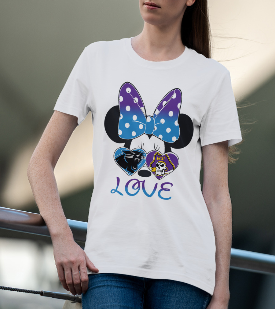 Love Panthers Ecu Pirates Minnie Bow T-Shirt