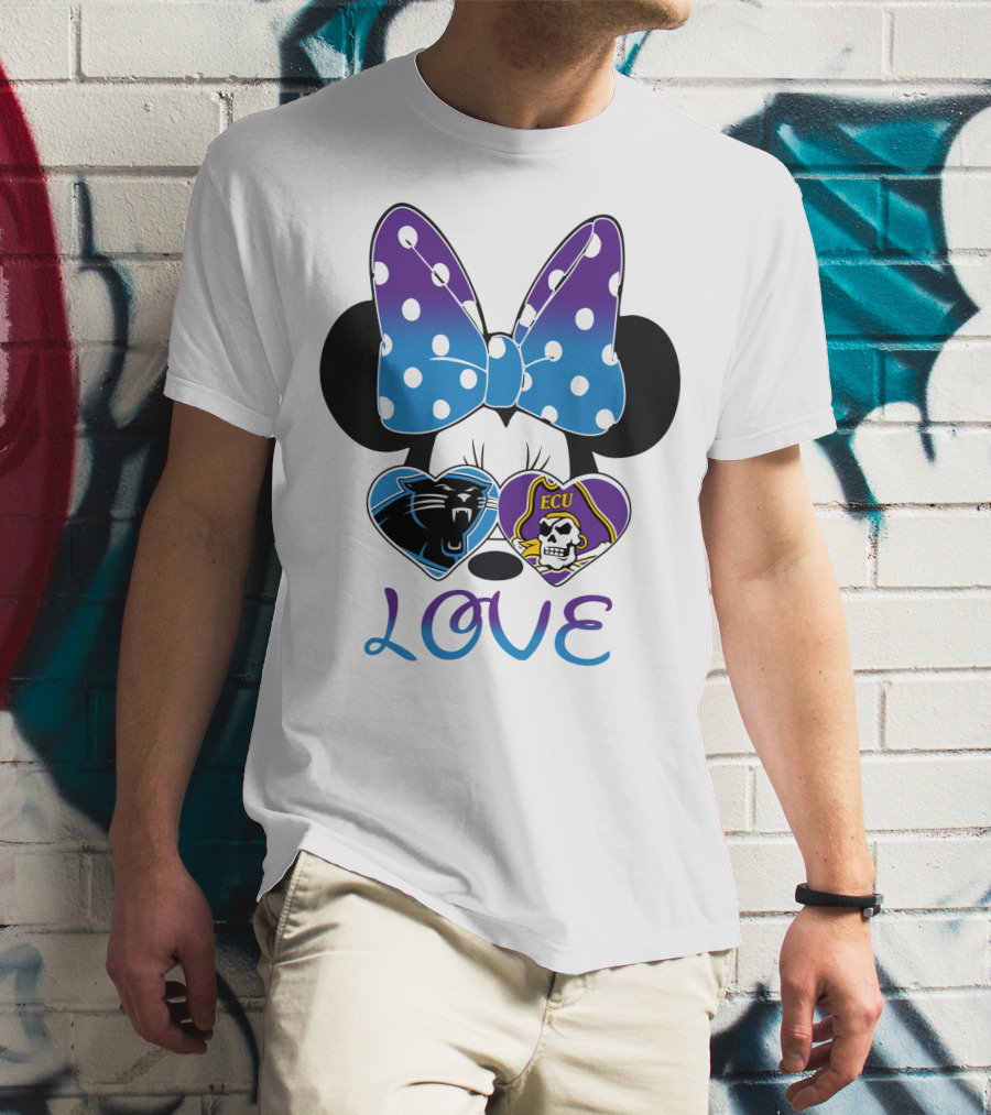 Love Panthers Ecu Pirates Minnie Bow T-Shirt