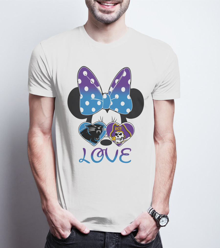 Love Panthers Ecu Pirates Minnie Bow T-Shirt