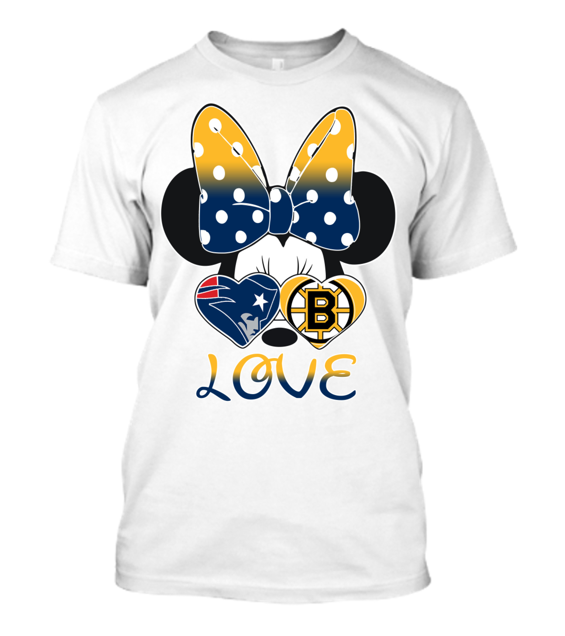 Mickey Mouse Patriots Bruins Love T-Shirt