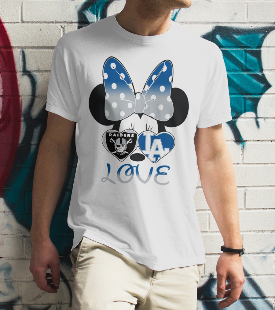 Minnie Mouse Love Raiders La Dodgers Bow Hearts T-Shirt