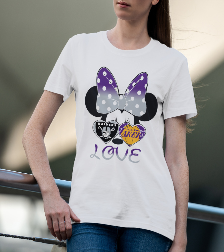 Los Angeles Lakers Raiders Love Minnie Bow T-Shirt