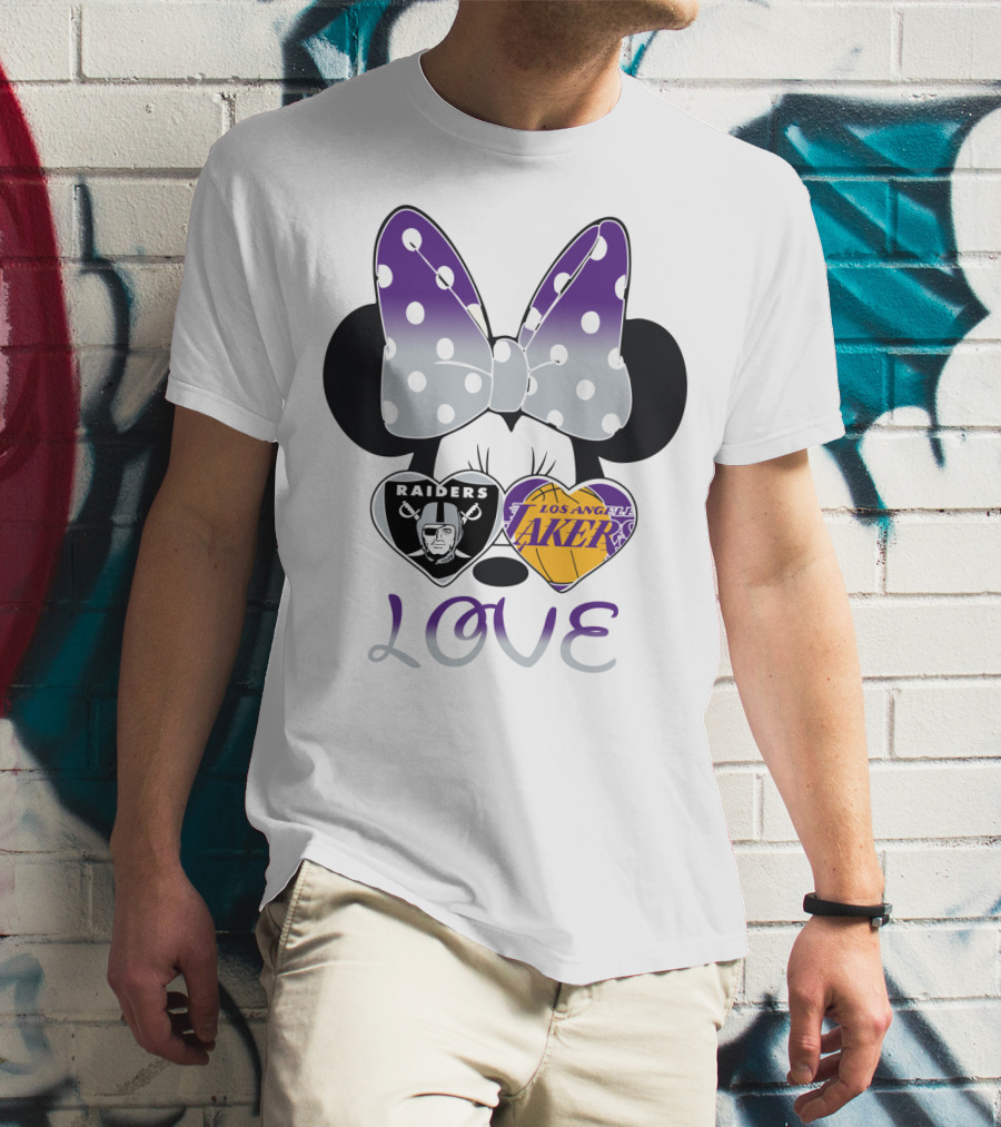 Los Angeles Lakers Raiders Love Minnie Bow T-Shirt