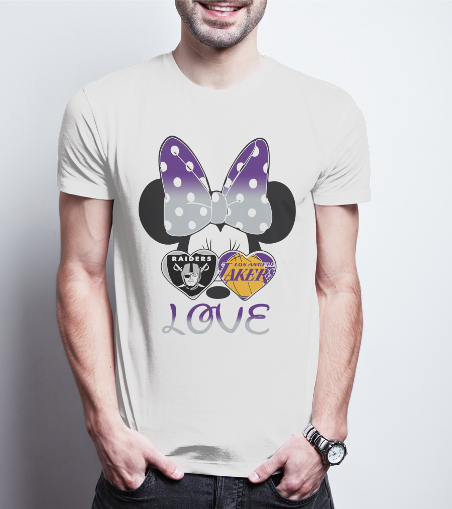Los Angeles Lakers Raiders Love Minnie Bow T-Shirt