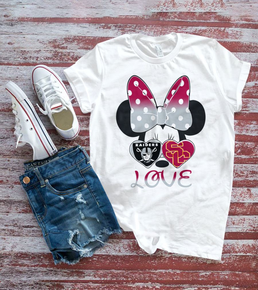 Minnie Mouse Bow Raiders Usc Love T-Shirt