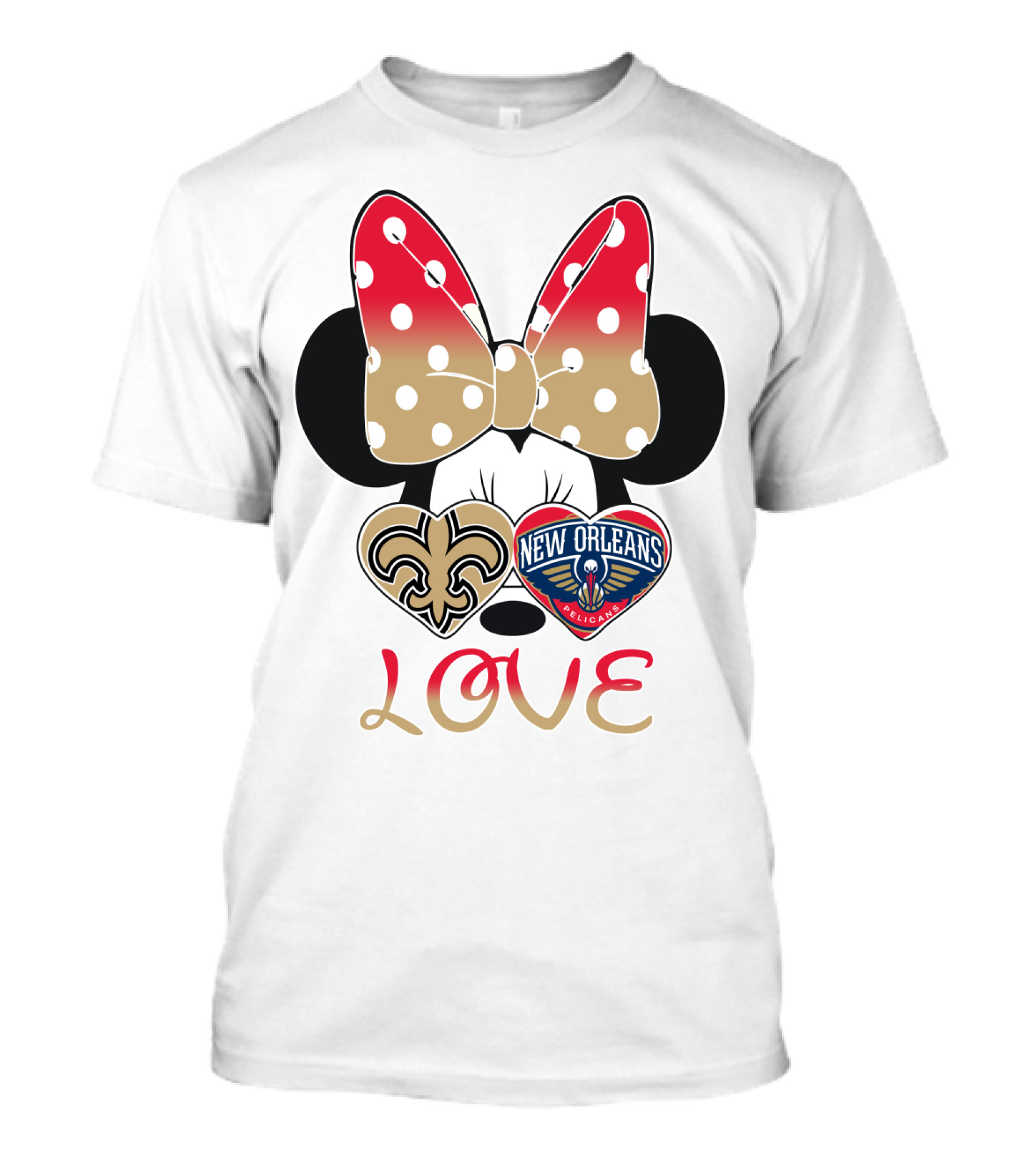 Minnie Mouse Love New Orleans Saints And Pelicans T-Shirt