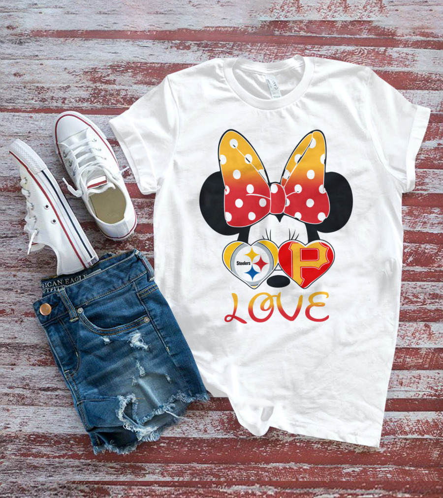 Steelers Pirates Minnie Mouse Love T-Shirt