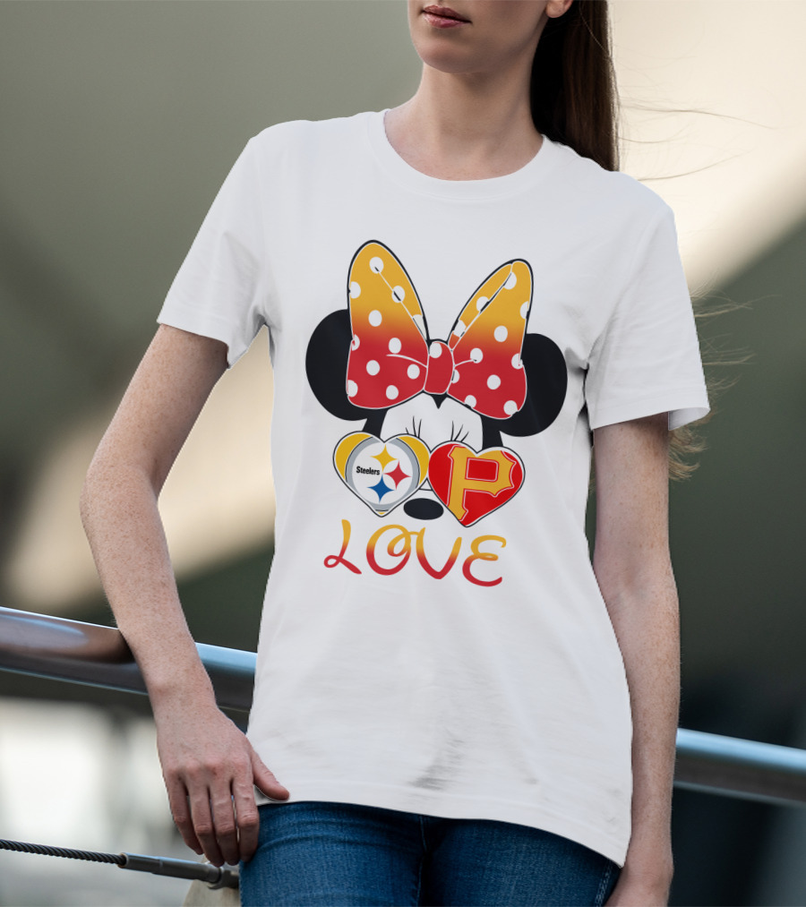 Steelers Pirates Minnie Mouse Love T-Shirt