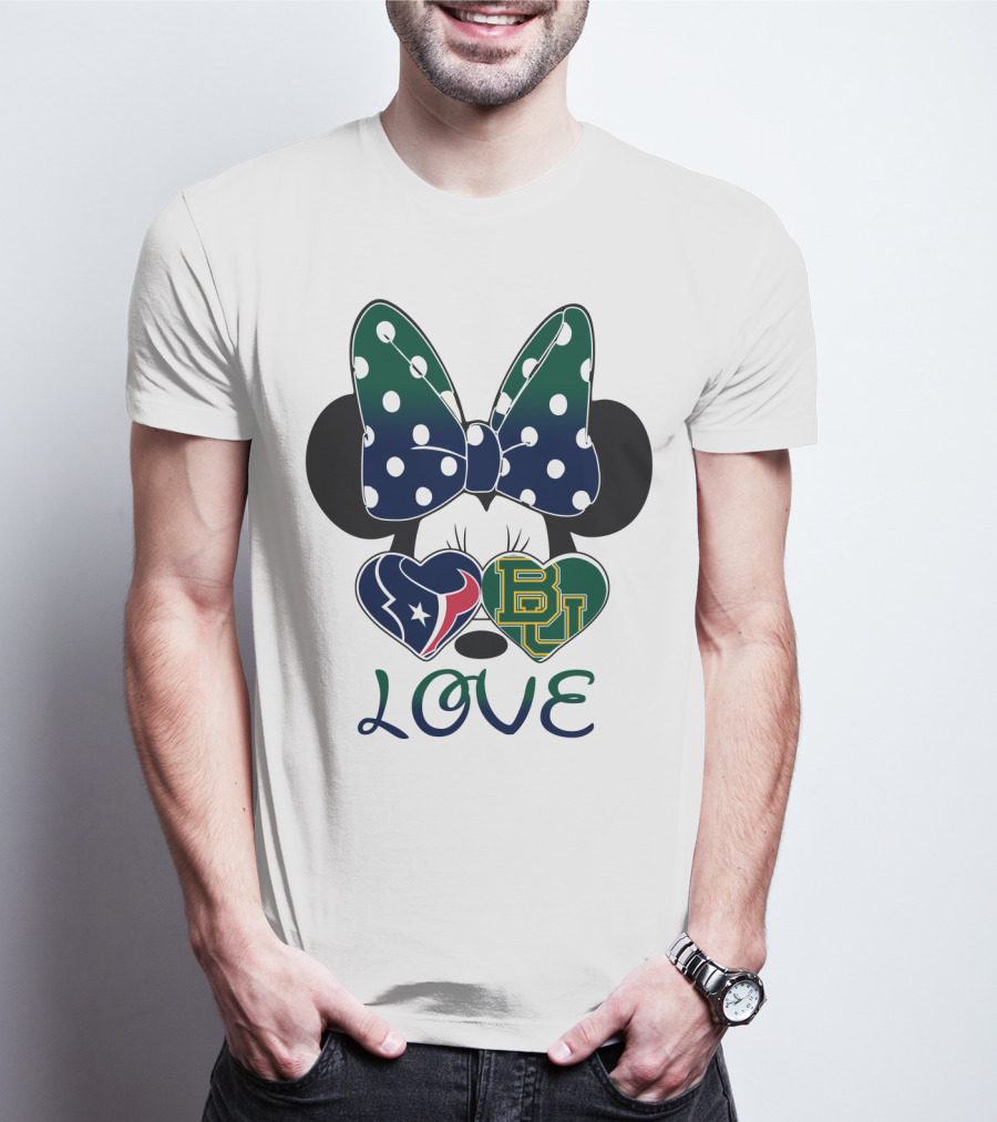 Houston Texans Baylor University Love Minnie Polka Dot Bow T-Shirt