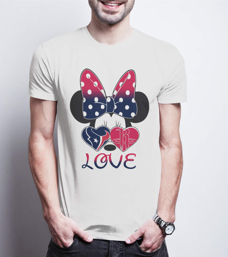 Love Minnie Mouse Houston Texans Rockets Hearts T-Shirt