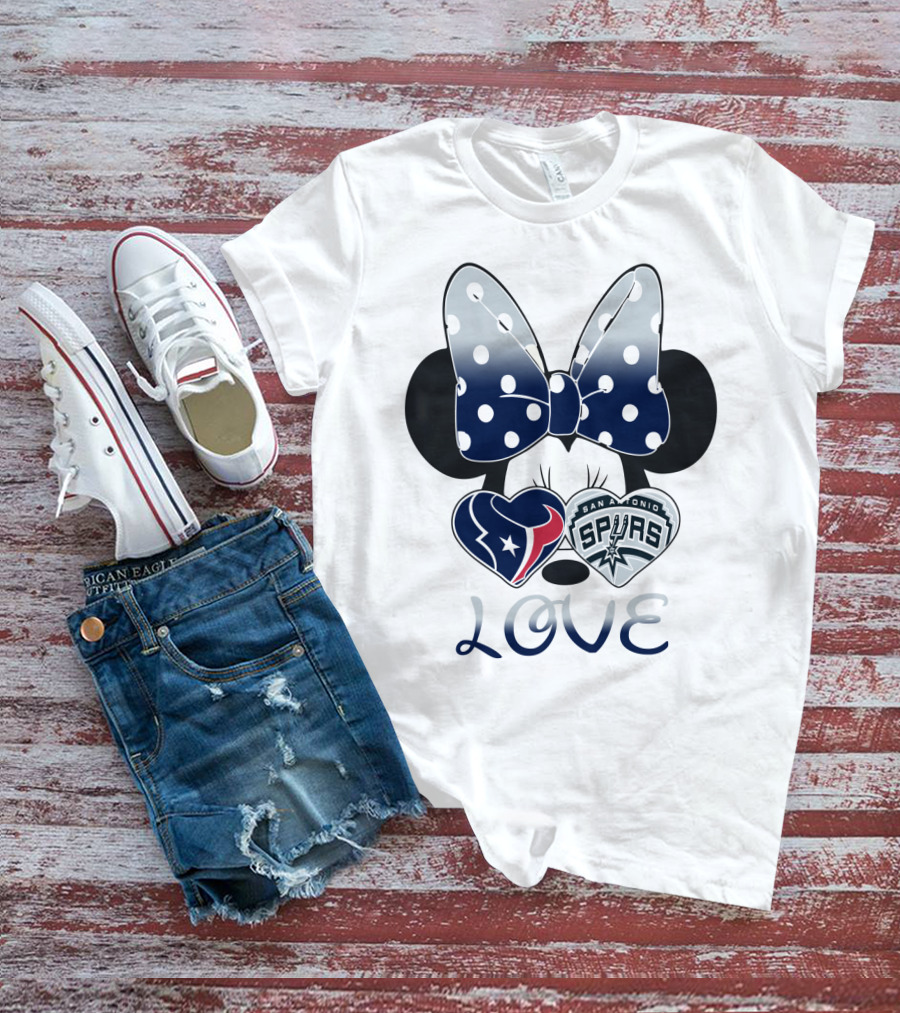 Mic 119 Minnie Love Houston Texans San Antonio Spurs T-Shirt