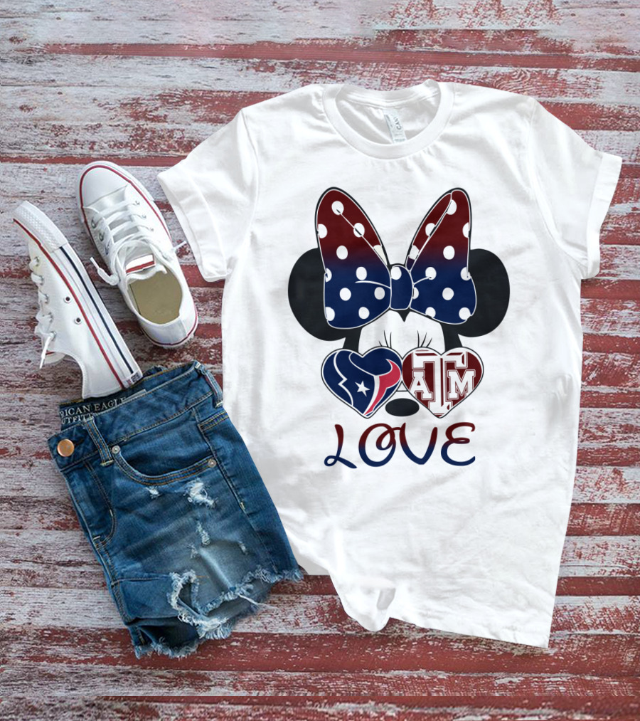 Minnie Bow Texans Love A&M Hearts T-Shirt