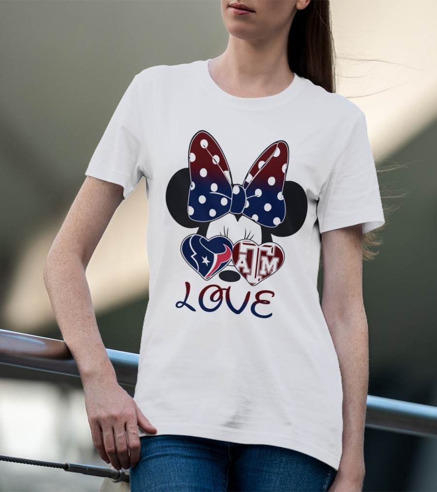 Minnie Bow Texans Love A&M Hearts T-Shirt