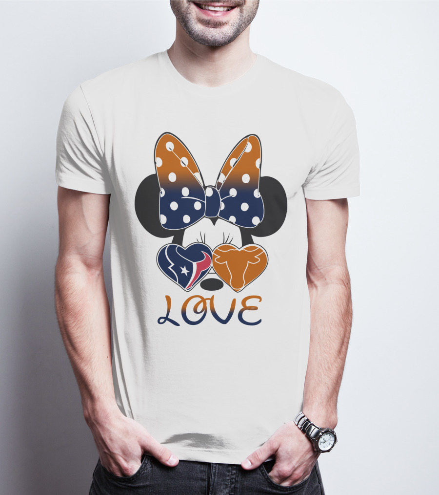 Love Texas Houston Football Minnie Ears Bow T-Shirt