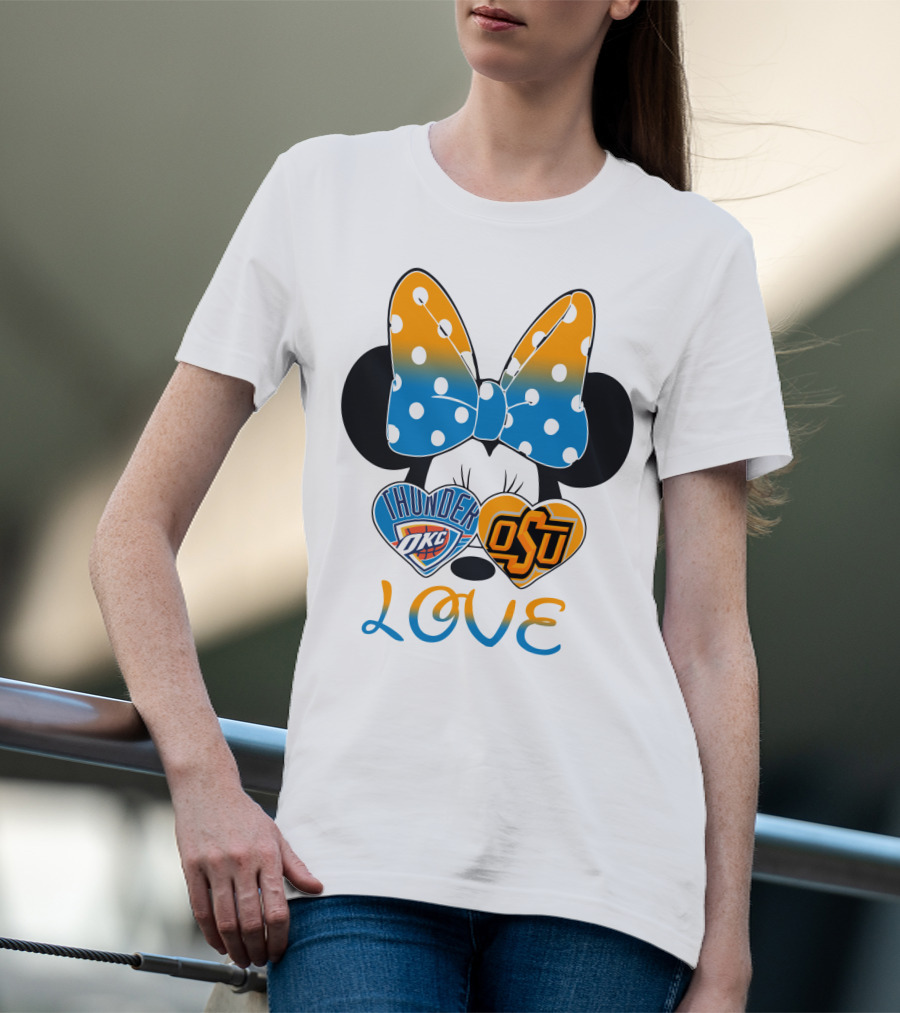 Okc Thunder Osu Love Minnie Bow Hearts T-Shirt