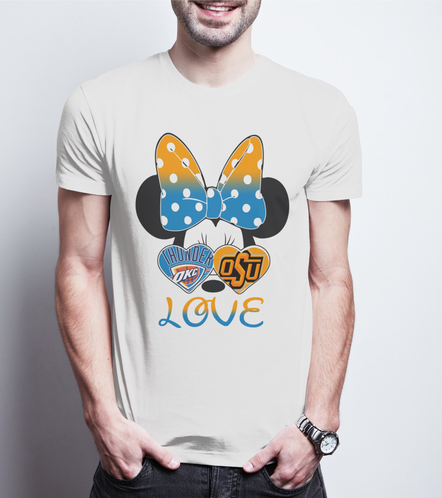 Okc Thunder Osu Love Minnie Bow Hearts T-Shirt