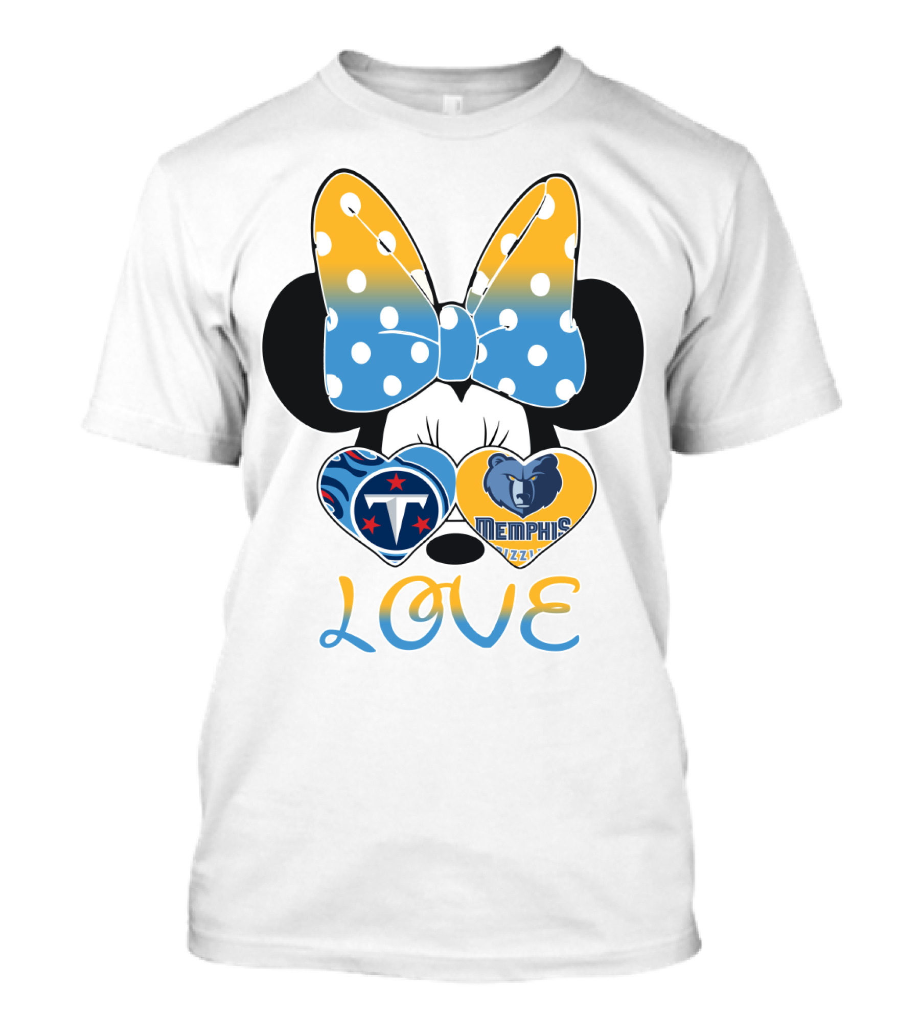 Love Tennessee Titans Memphis Grizzlies Minnie Bow Hearts T-Shirt