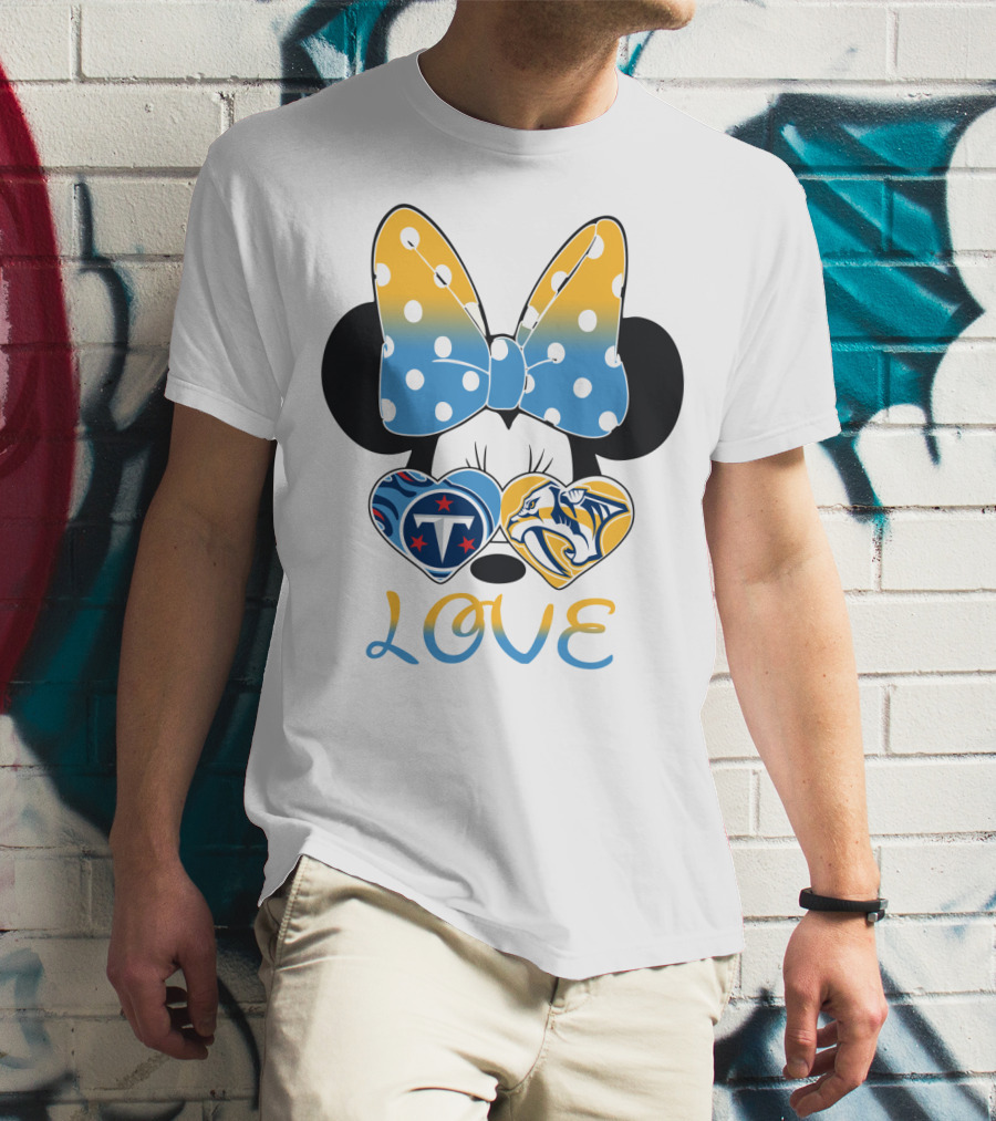 Love Minnie Ears Tennessee Titans Predators Hearts T-Shirt