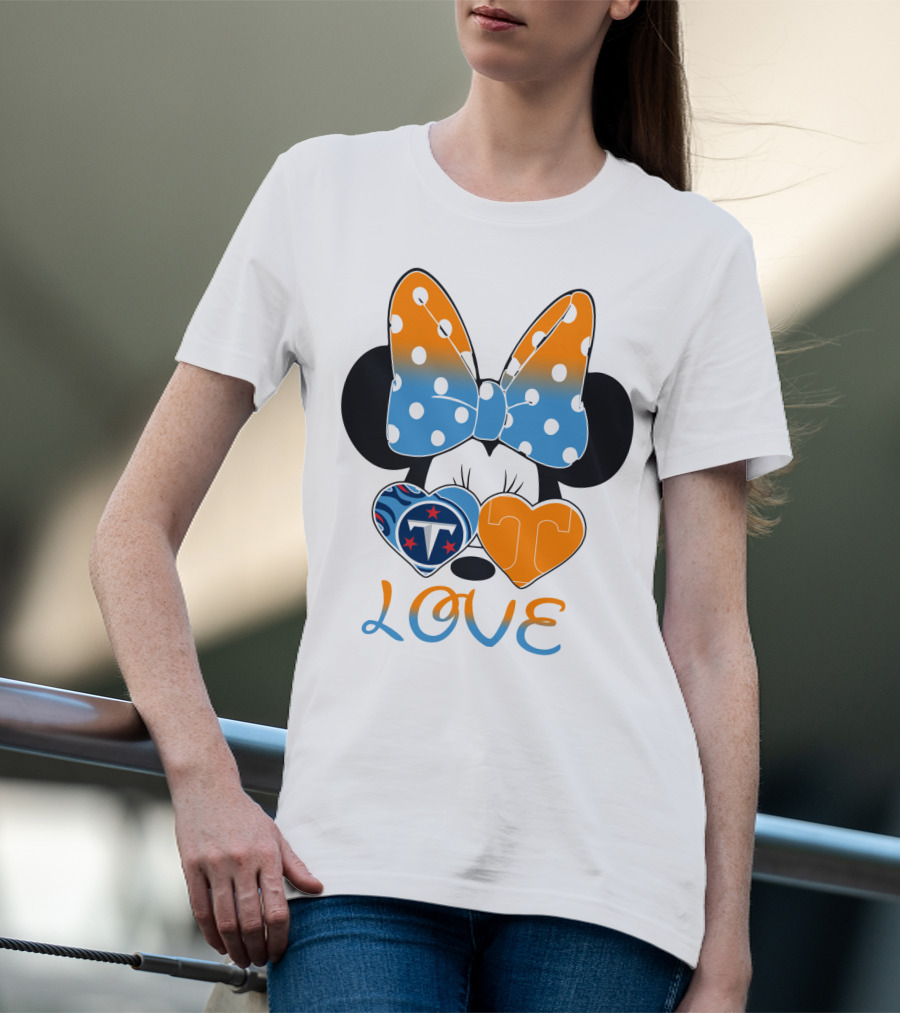 Minnie Mouse Love Tennessee Titans Hearts T-Shirt