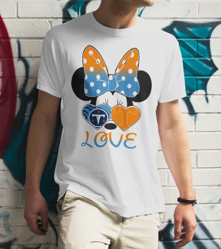 Minnie Mouse Love Tennessee Titans Hearts T-Shirt