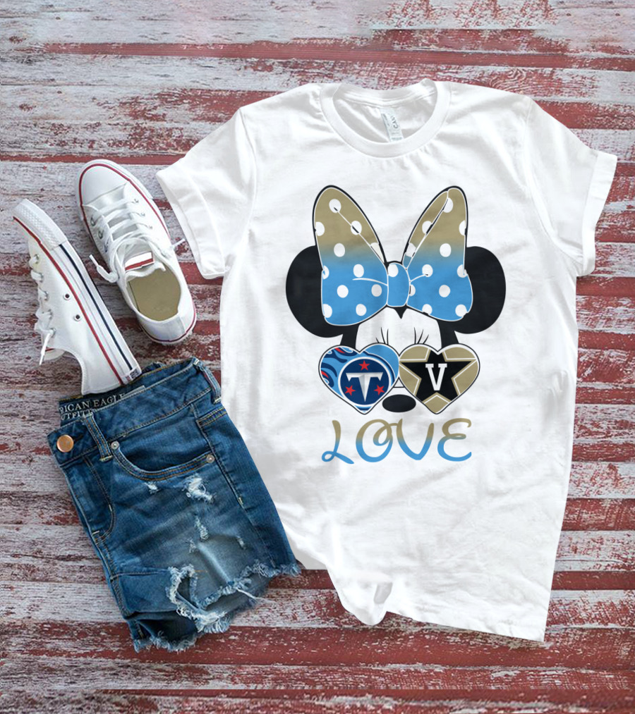 Love Tennessee Titans Vanderbilt Minnie Bow T-Shirt