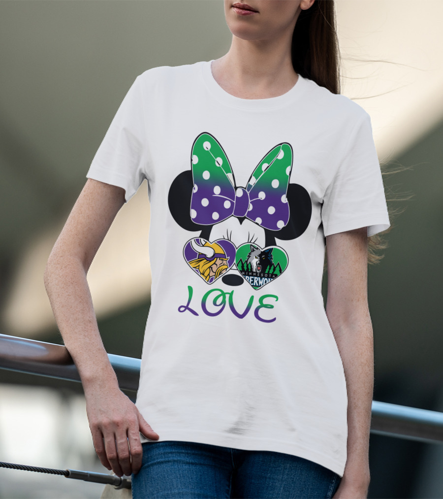 Minnesota Vikings Timberwolves Love With Bow T-Shirt