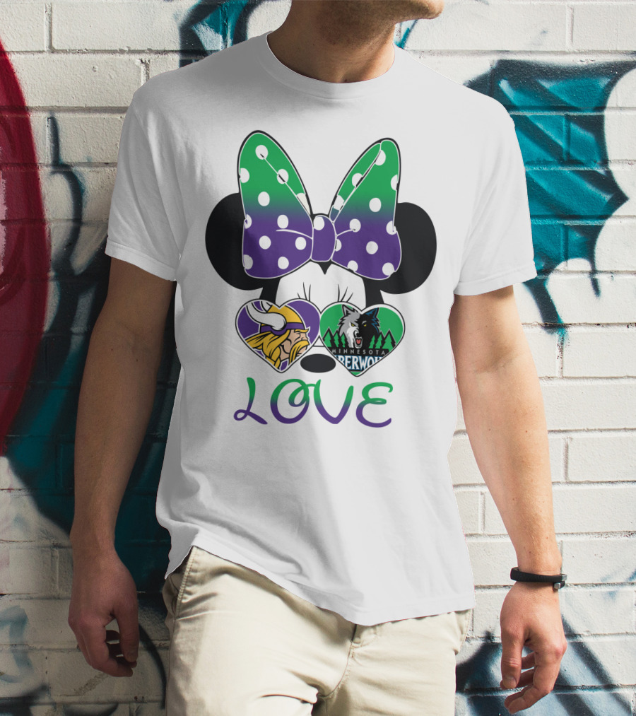Minnesota Vikings Timberwolves Love With Bow T-Shirt