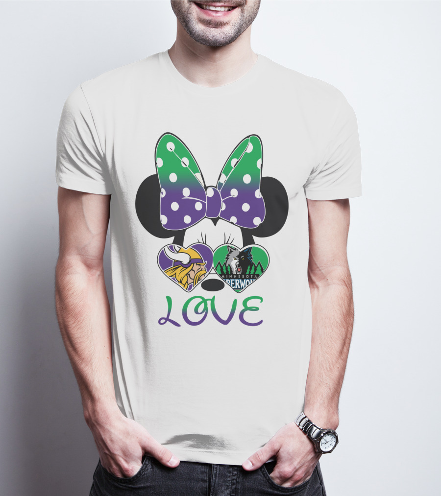 Minnesota Vikings Timberwolves Love With Bow T-Shirt
