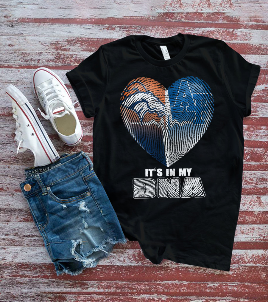 It's In My Dna Broncos Air Force Heart Fingerprint T-Shirt