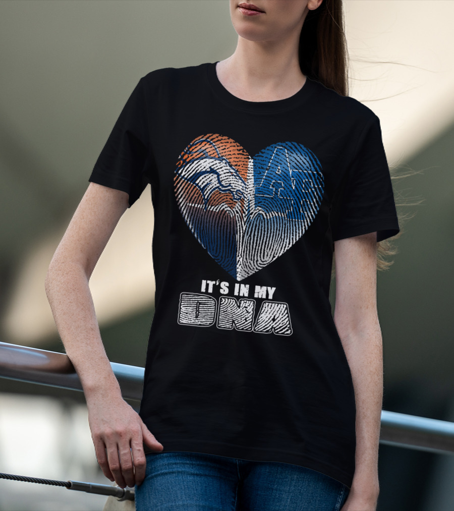 It's In My Dna Broncos Air Force Heart Fingerprint T-Shirt