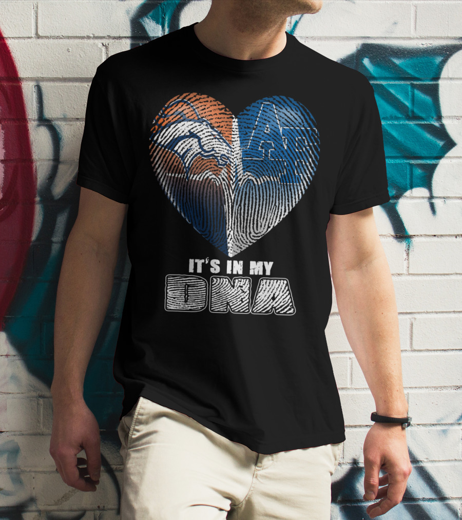 It's In My Dna Broncos Air Force Heart Fingerprint T-Shirt