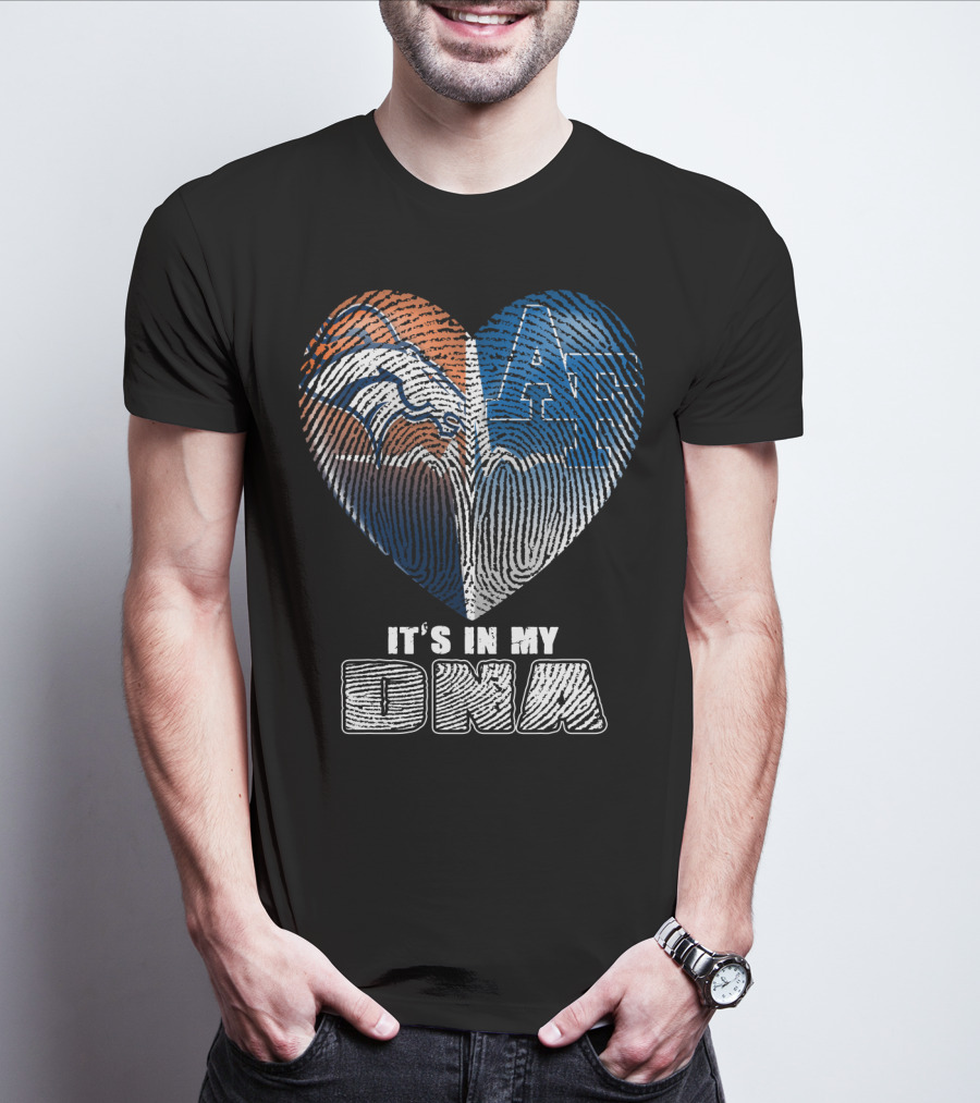 It's In My Dna Broncos Air Force Heart Fingerprint T-Shirt