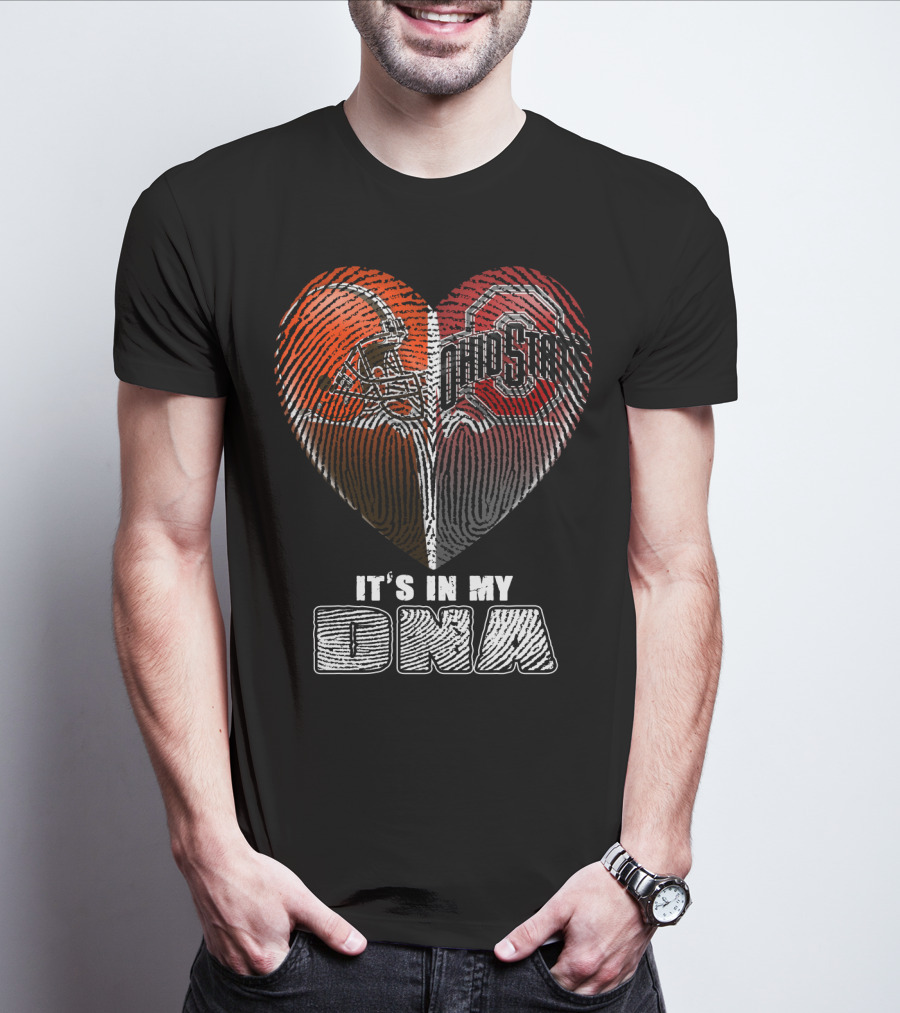 It's In My Dna Ohio State Buckeyes Cleveland Browns Heart Fingerprint T-Shirt