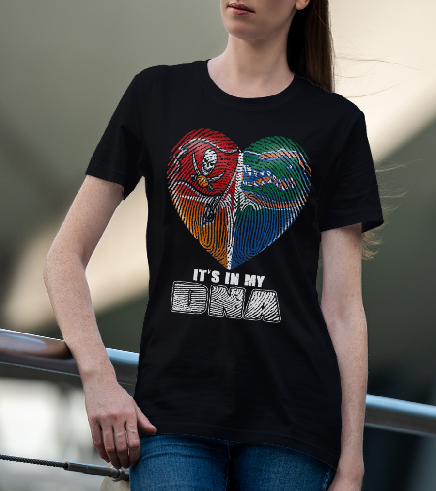 It's In My Dna Buccaneers Gators Heart Fingerprint T-Shirt