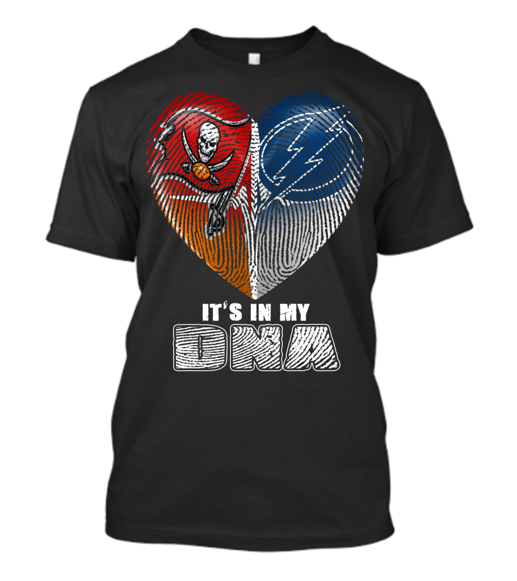 It's In My Dna Buccaneers Lightning Heart Fingerprint T-Shirt