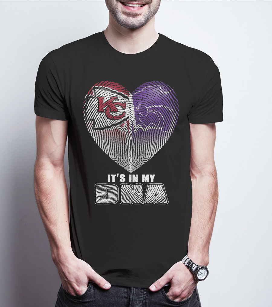 It's In My Dna Kc Chiefs K-State Wildcats Heart T-Shirt