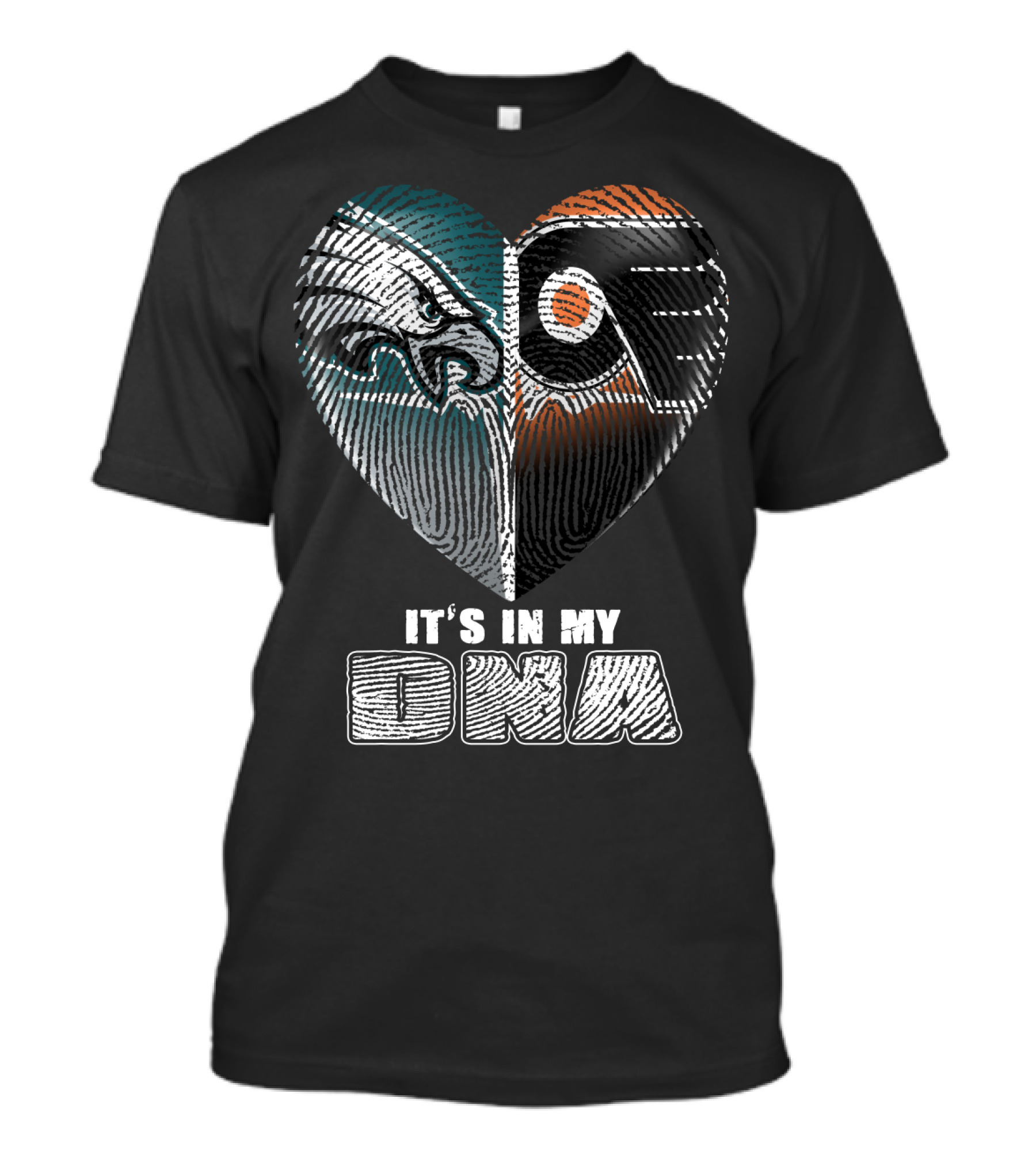 Eagles Flyers It's In My Dna Heart Fingerprint T-Shirt