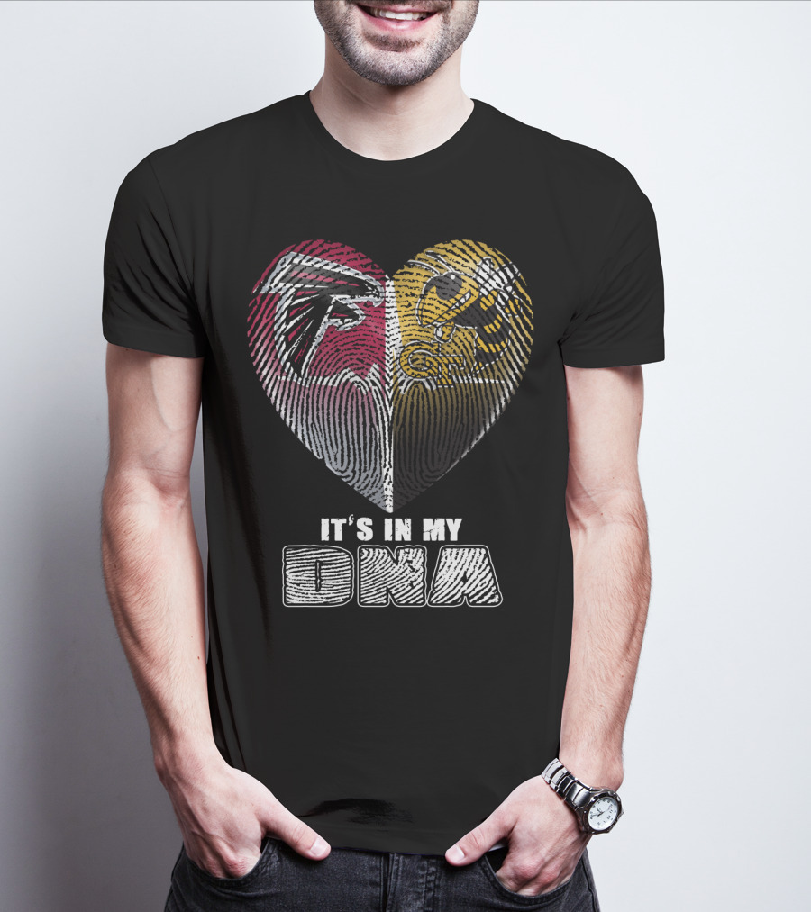 It's In My Dna Falcons Georgia Tech Heart Fingerprint T-Shirt