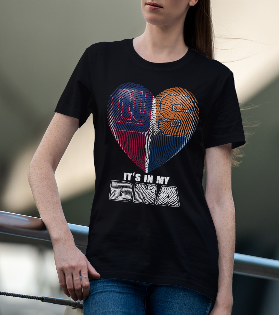 It's In My Dna New York Giants Syracuse Football Heart Fingerprint T-Shirt