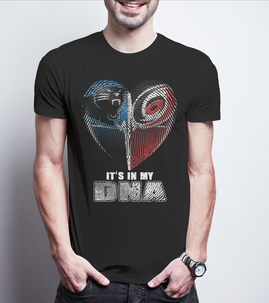 Carolina Panthers And Hurricanes It's In My Dna Heartprint T-Shirt