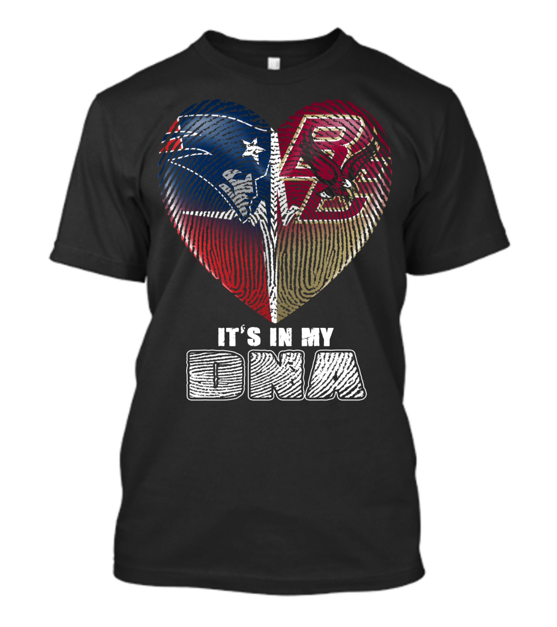 It's In My Dna Patriots Boston College Heart Fingerprint T-Shirt