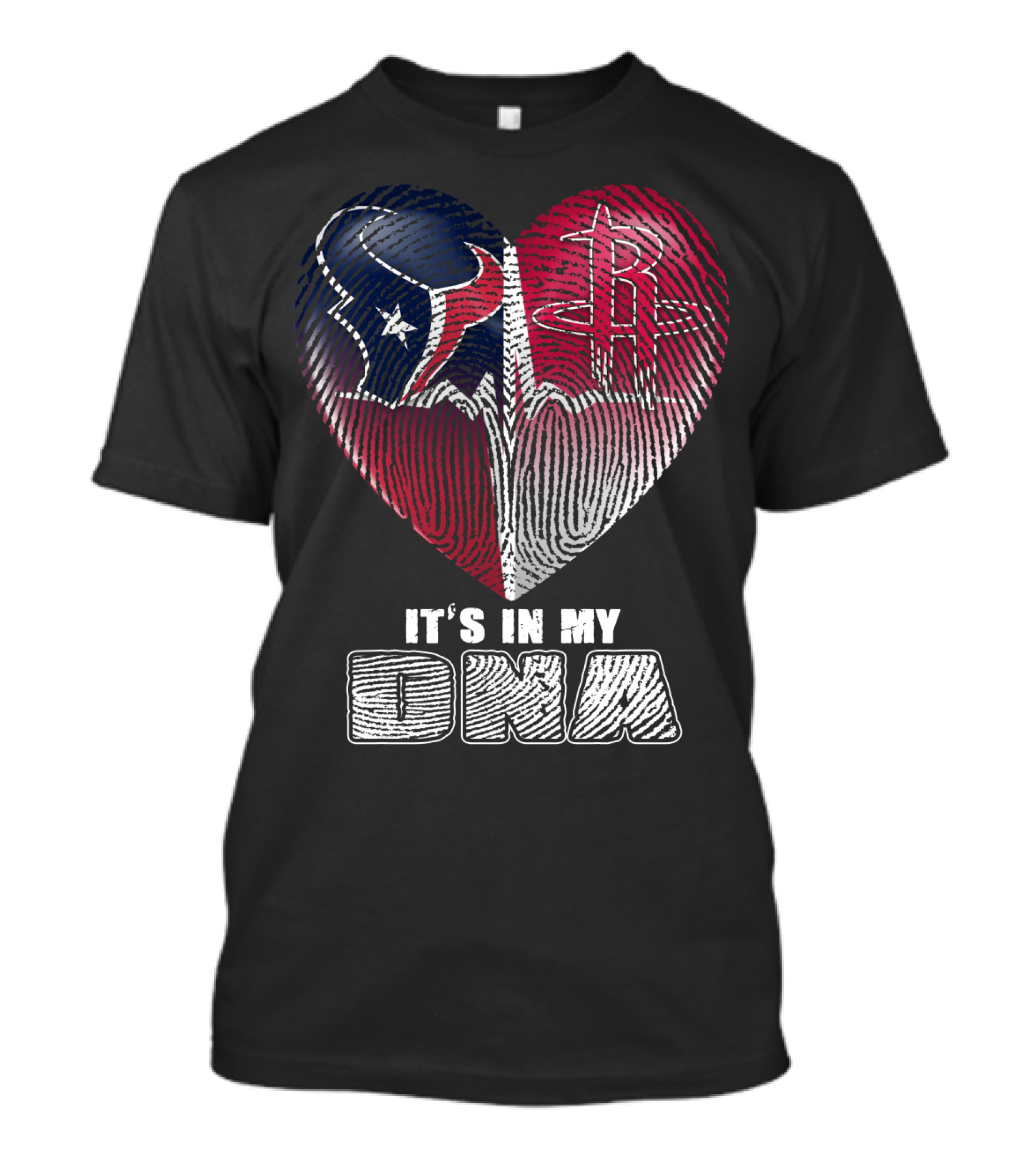 It's In My Dna Houston Texans Houston Rockets Heartbeat Fingerprint T-Shirt