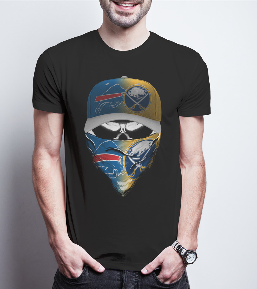 Buffalo Sabres Skull With Hat And Bandana T-Shirt