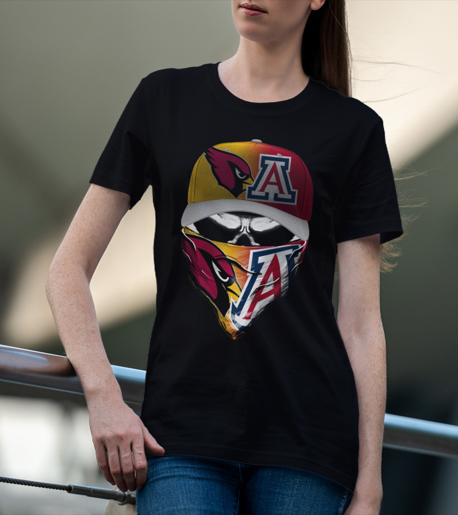 Arizona Cardinals And University Of Arizona Wildcats Fan Mask 'Skum 031' T-Shirt