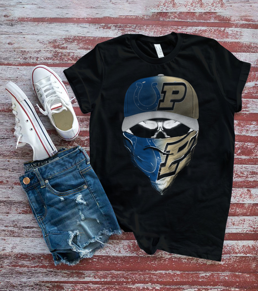 Indianapolis Colts Purdue Boilermakers Skull Mask Skum T-Shirt