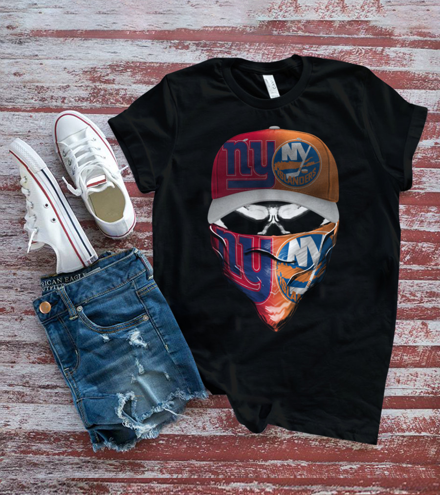 Ny Giants Ny Islanders Skull Mask Combo T-Shirt