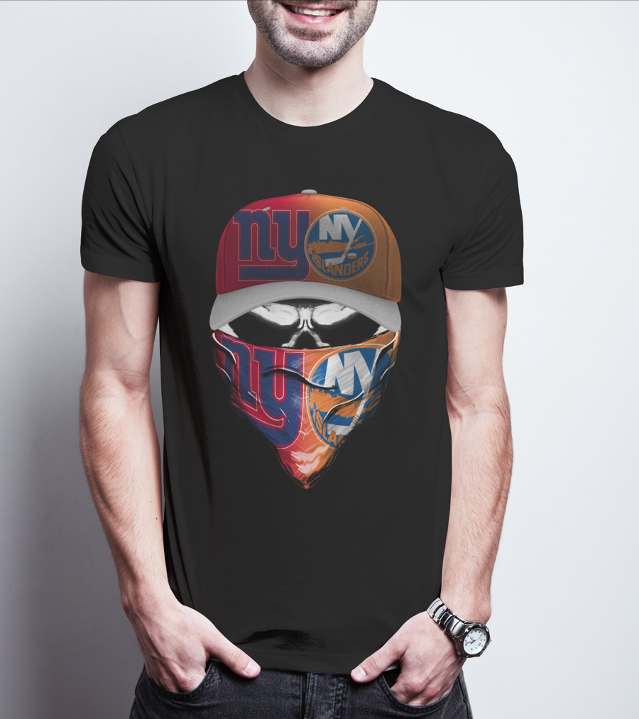 Ny Giants Ny Islanders Skull Mask Combo T-Shirt