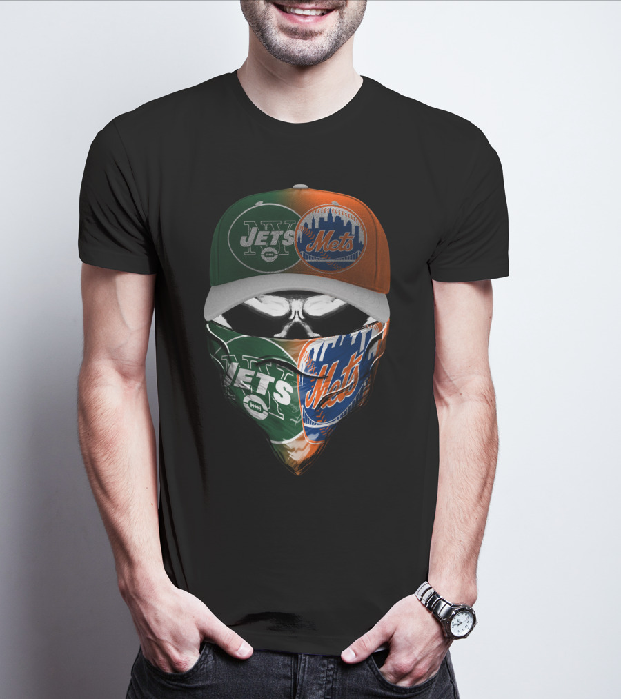 Ny Jets Ny Mets Skull Face 069 T-Shirt